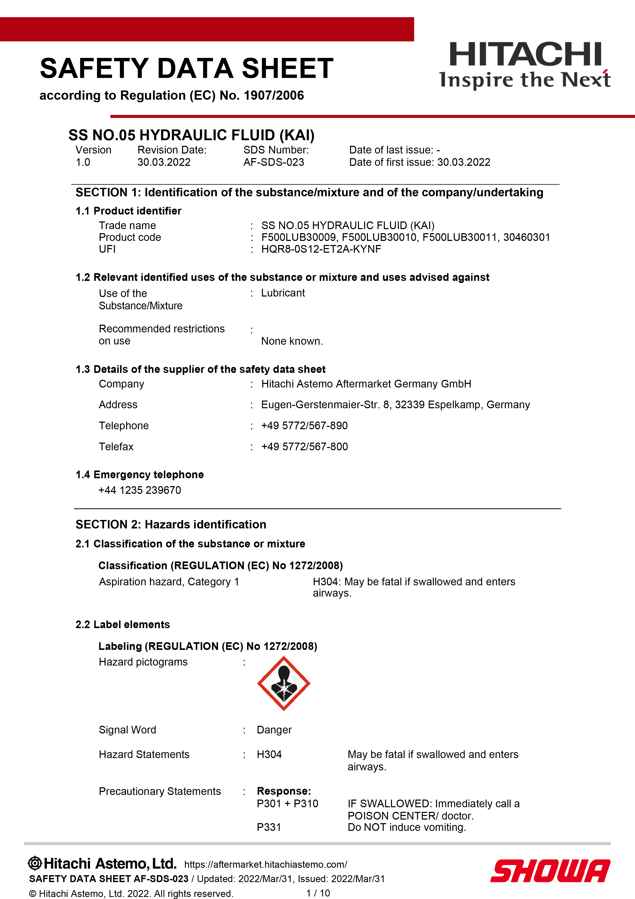 Safety Data Sheet SS05