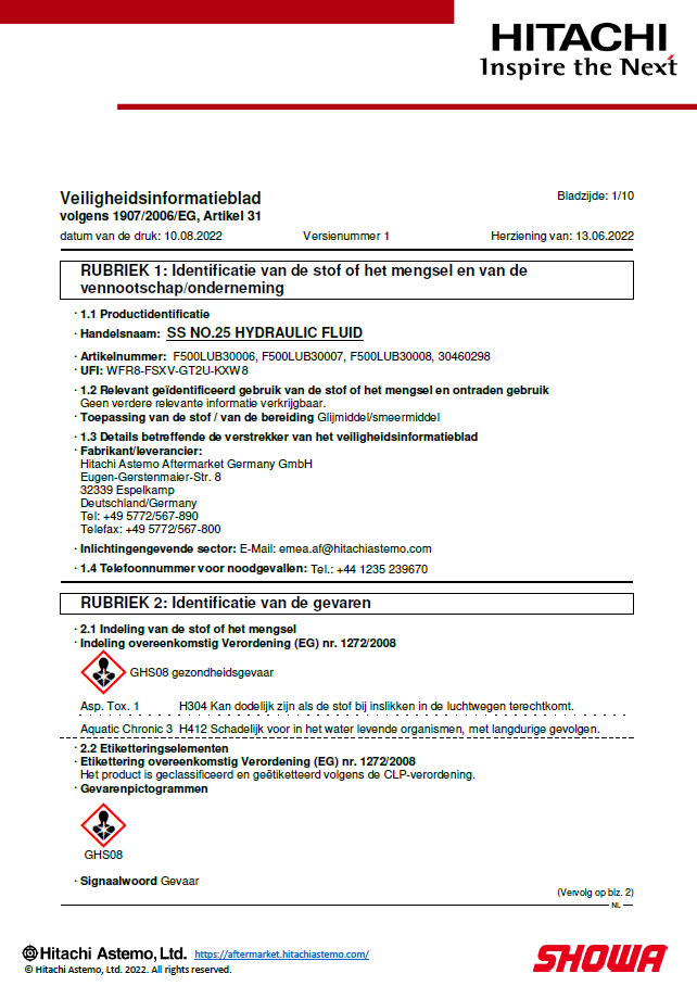 Veiligheidsinformatieblad SS25