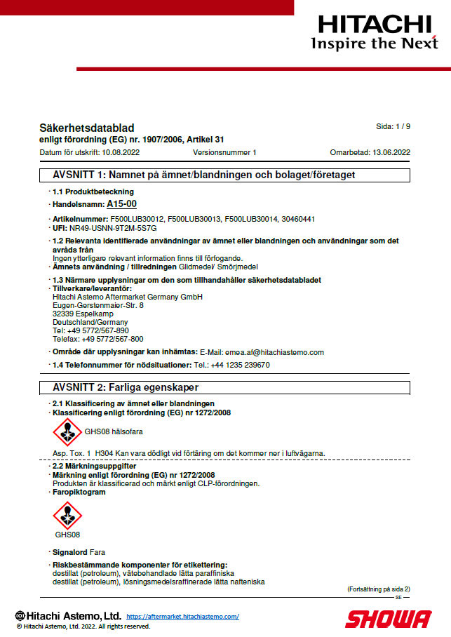 Säkerhetsdatablad A15-00
