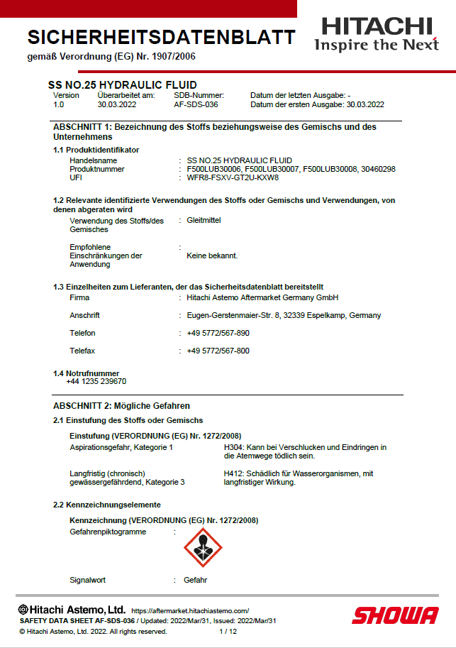 Sicherheitsdatenblätter SS25