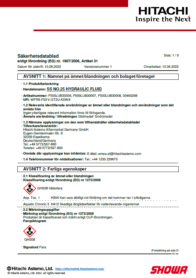 Säkerhetsdatablad SS25