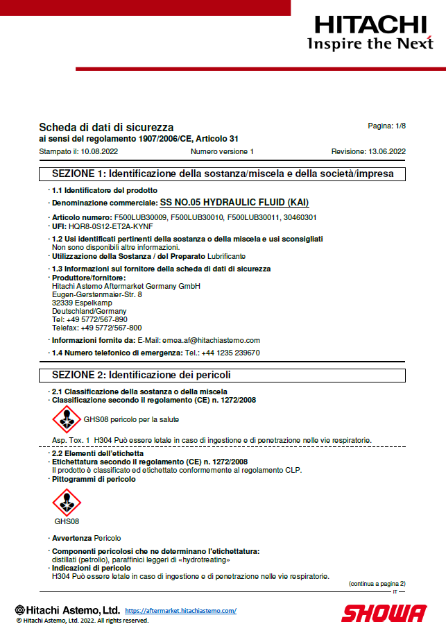 Scheda di dati di sicurezza SS05