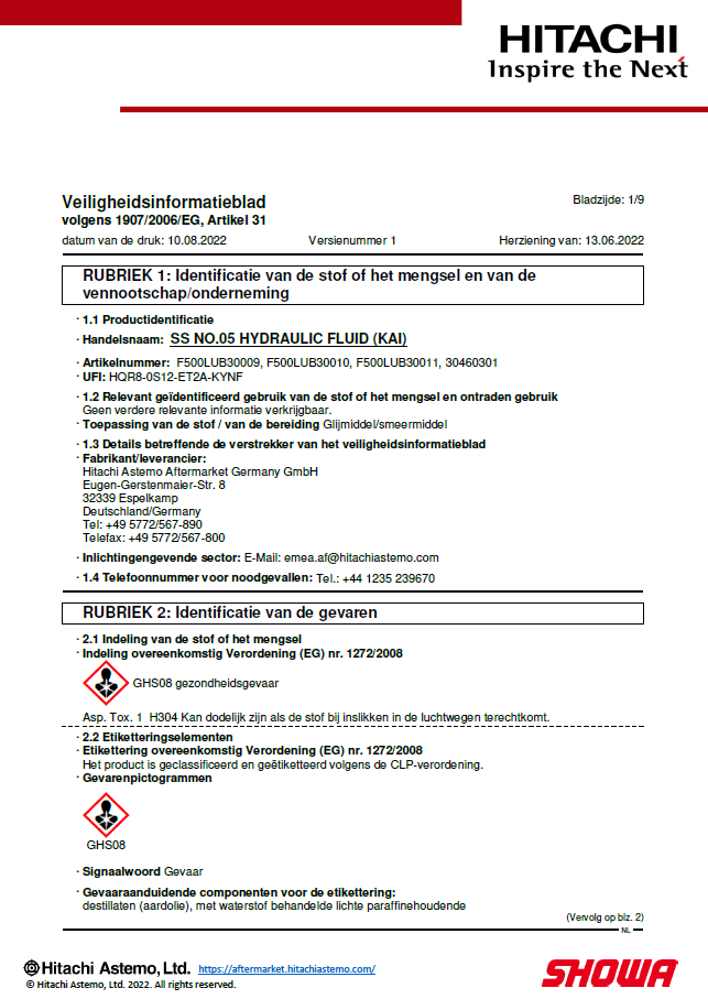 Veiligheidsinformatieblad SS05