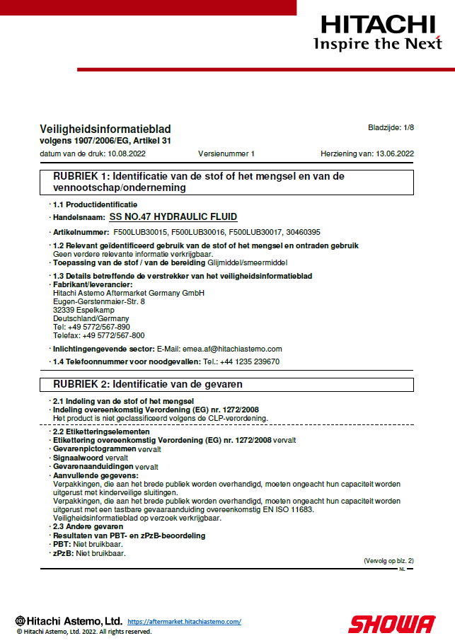 Veiligheidsinformatieblad SS47