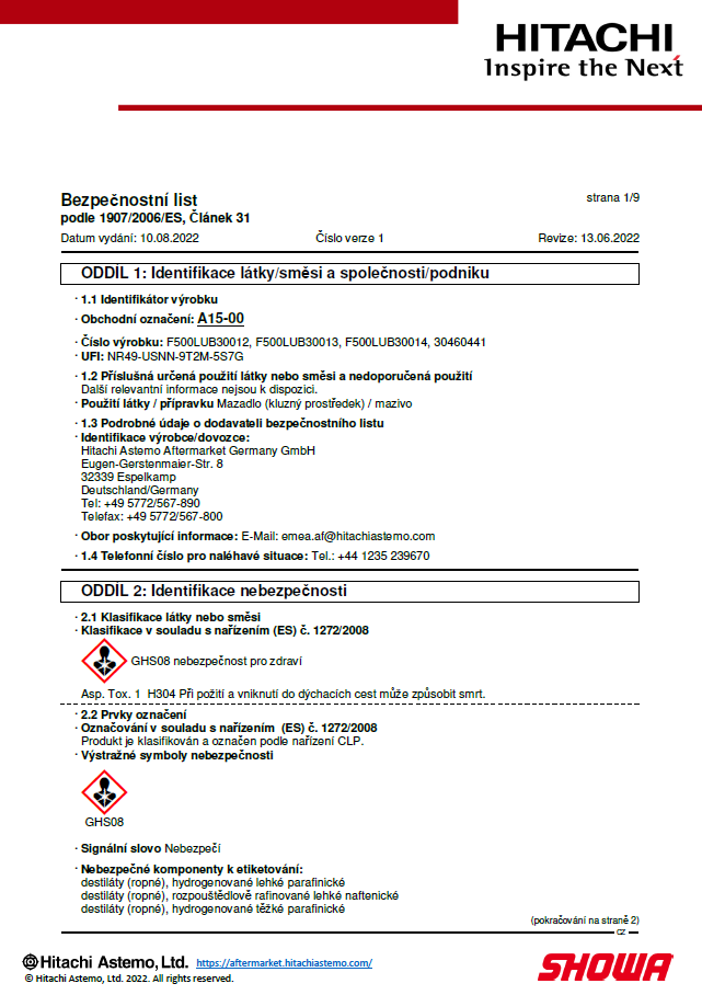 Bezpečnostní list A15-00