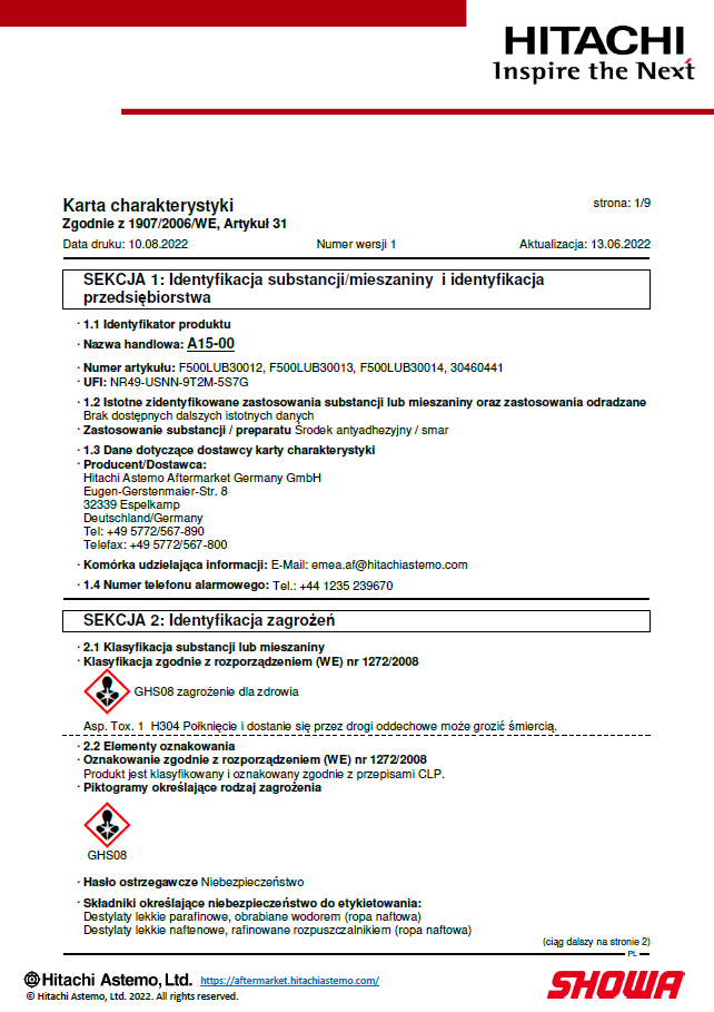 Karta charakterystyki A15-00