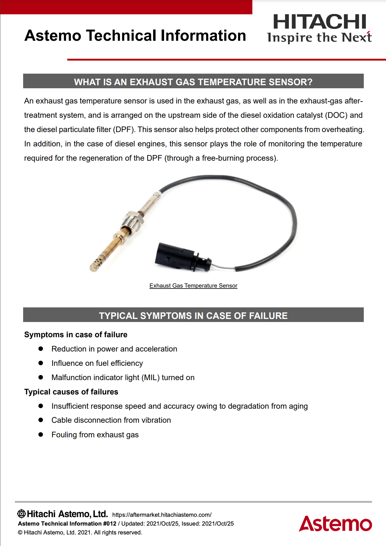 Exhaust Gas Temperature Sensor